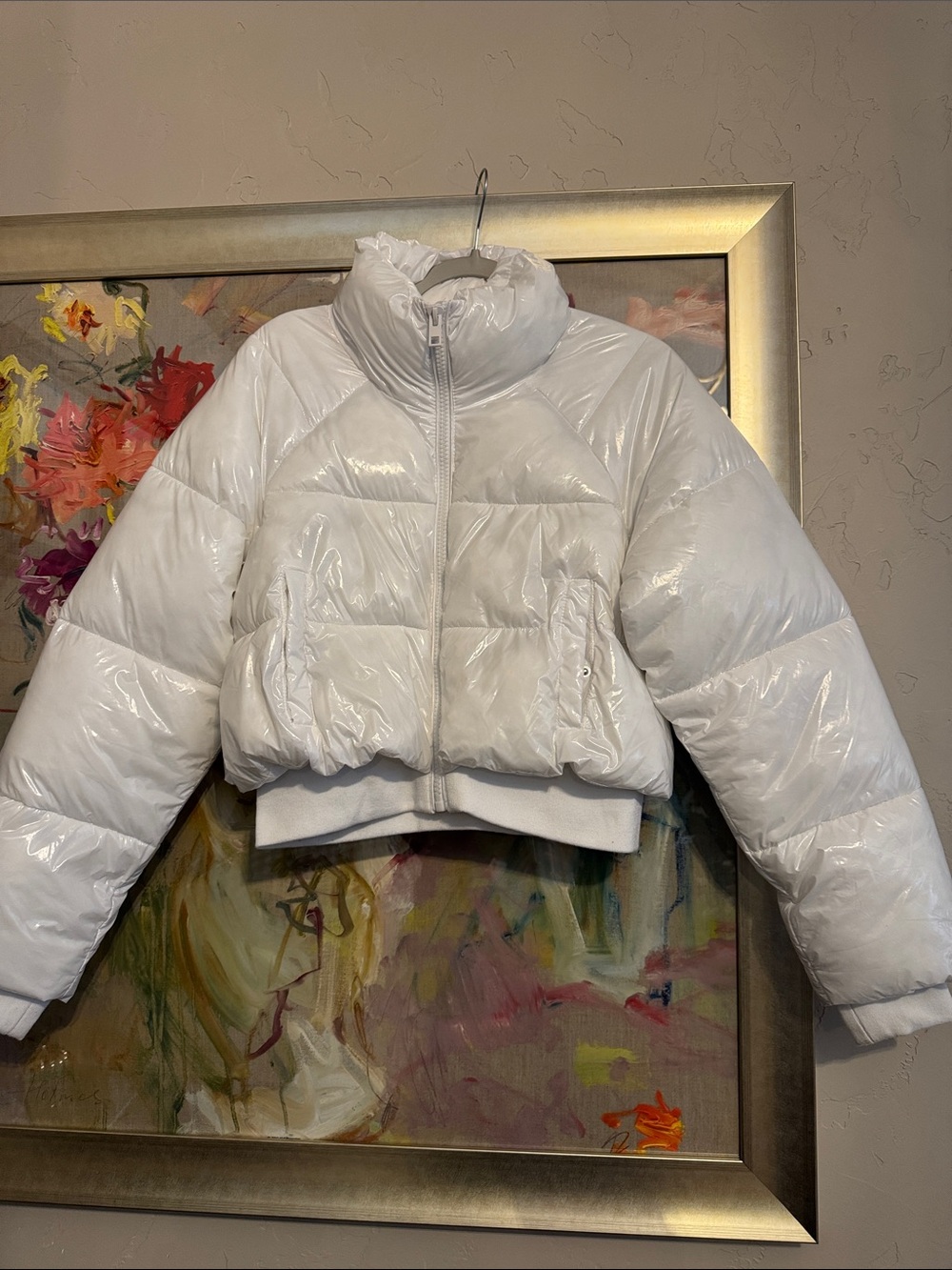 Garage White Cropped Puffer Jacket